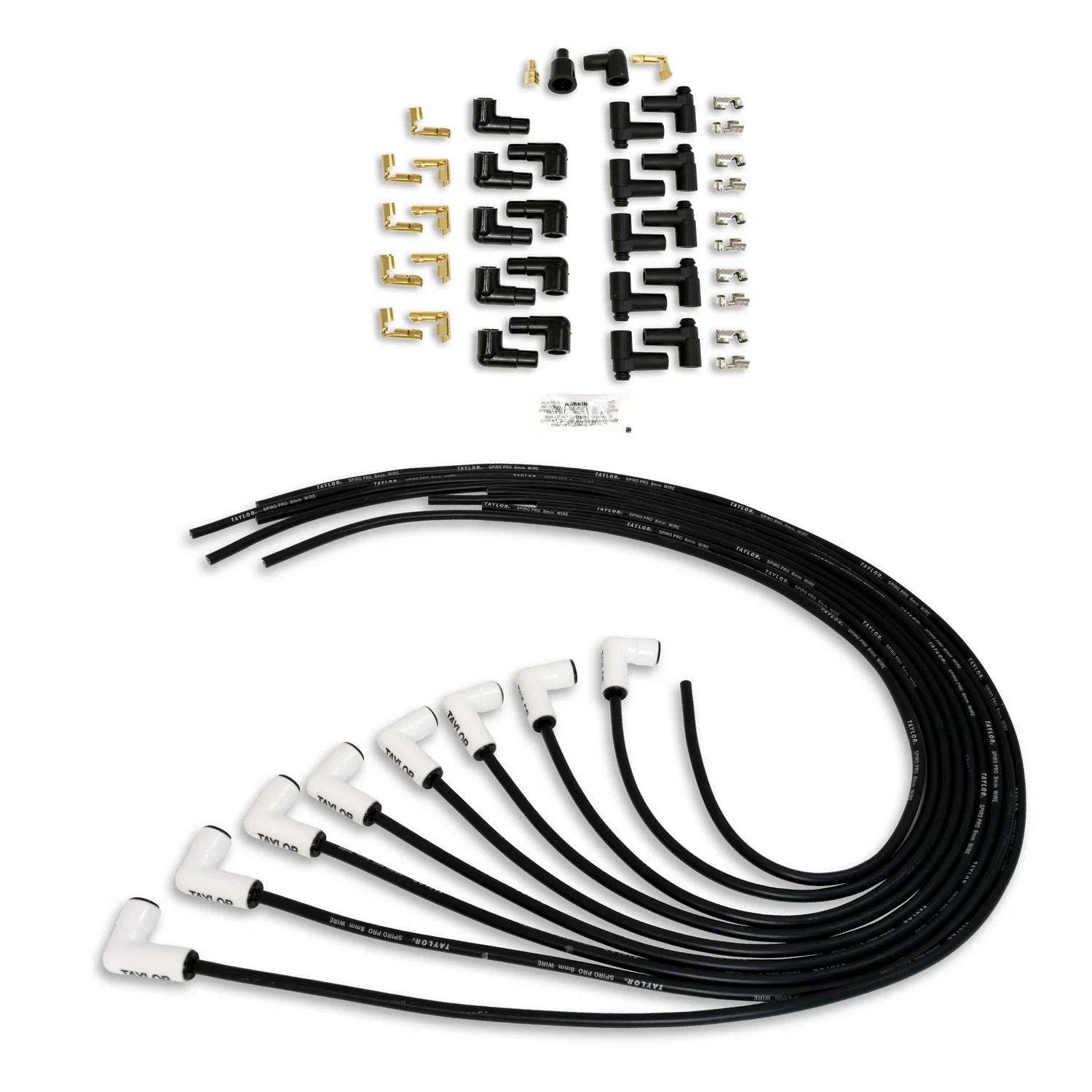 Spark Plug Wire Set Universal 8mm Silicone Spiro Pro 90_ 350 ohm_ft Black 75051